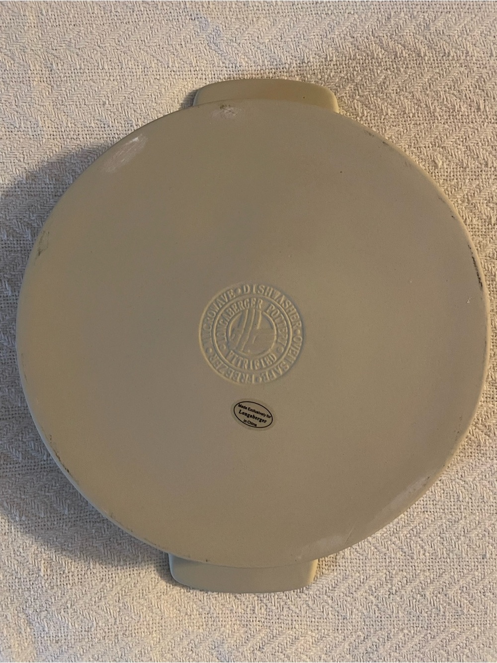 Longaberger Round Ceramic Dish in Light Beige